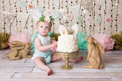 Bunny Cake Smash, Bunny Smash Cake, Smash Cake Photos, Some Bunny Is Turning One, Bunny Birthday Theme, One Cake Smash, Easter Birthday Party, Spring Birthday Party