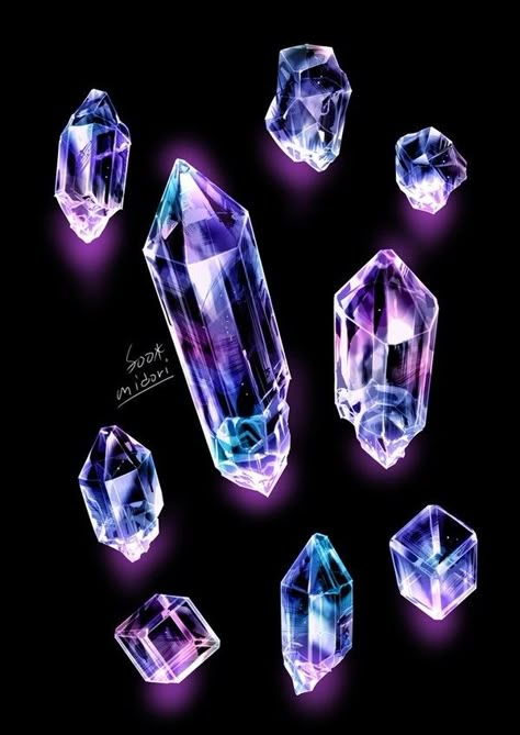 Crystal Drawing, Gemstone Art, Digital Painting Tutorials, 판타지 아트, Crystal Art, Alam Semula Jadi, Digital Art Tutorial, Art Tips, Crystal Gems