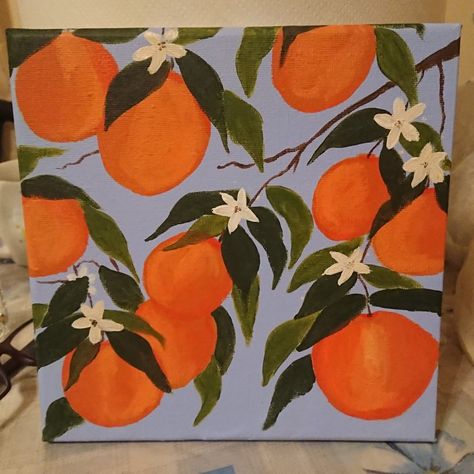 Orange Fruit Painting Acrylic, Orange Acrylic Painting Ideas, Acrylic Painting Ideas Fruit, Fruit Painting Acrylic Easy, Orange Painting Ideas, Acrylic Fruit Painting, Fruit Painting Acrylic, Acrylic Painting Orange, Orange Acrylic Painting