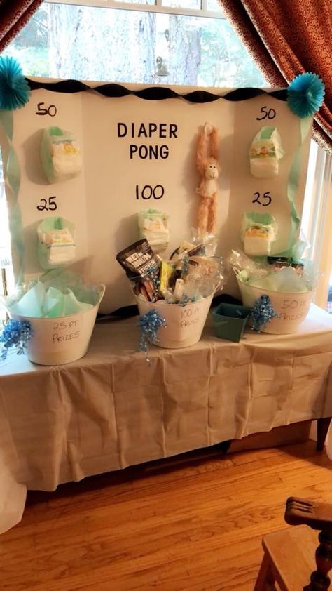 Gender Reveal Raffle Prize Ideas, Diaper Keg Games, Nappy Pong, Diaper Ping Pong Game, Diaper And Wipes Shower Ideas, Diaper Pong Board, Diaper Shower Ideas, April Baby Shower Ideas, Diaper Party Ideas