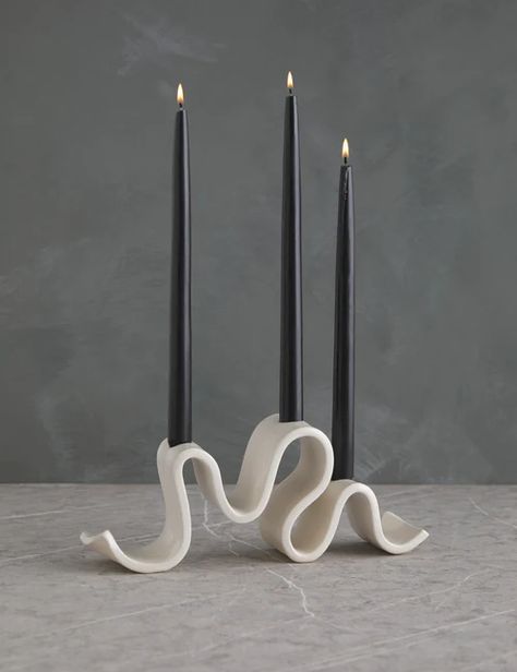 Shop Home Décor + Accents Candle Designs, Clay Candle Holders, Candle Candelabra, Pottery Candle Holder, Clay Candle, Pottery Candle, Modern Candles, Ceramic Candle Holders, Lulu And Georgia