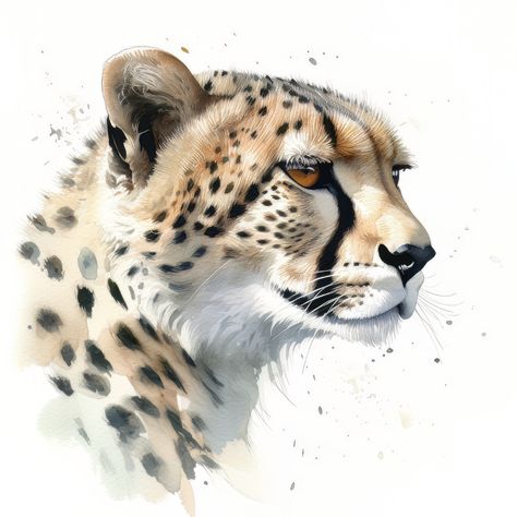 Cheetah Art Print, Cheetah Portrait, Cheetah Painting, Cheetah Pictures, Animal Digital Art, Cheetah Drawing, Cheetah Art, Wild Animals Pictures, Portrait Watercolor