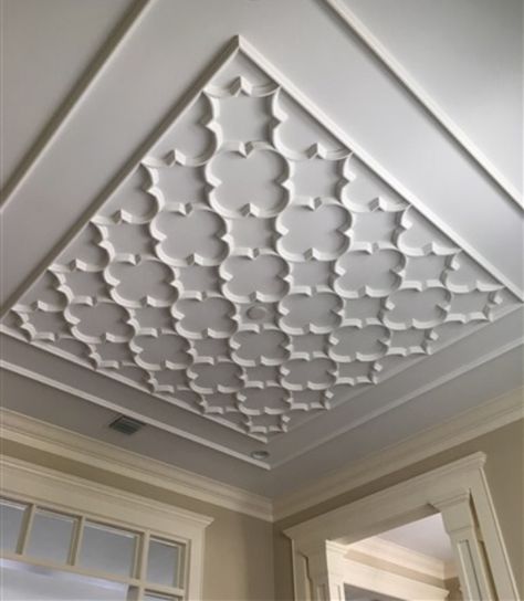 Our TRA100 tracery ceiling. Works great in smaller spaces Pop Design For Roof, Pop Design For Hall, Luxury Ceiling Design, Simple Ceiling Design, New Ceiling Design, Pop False Ceiling Design, House Ceiling Design, Pop Ceiling Design, Plafond Design