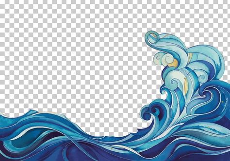 Ombak Art, Wave Tattoo Stencil, Waves Cartoon, Waves Illustration, Cartoon Ocean, Blue Cartoon Character, Wave Drawing, Blue Png, Blue Cartoon