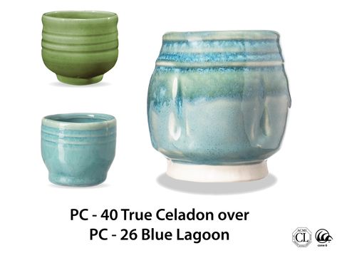 True Celedon over Blue Lagoon Amaco Blue Lagoon, Clay Experiments, Clay Therapy, Pottery Corner, Glazing Inspiration, Glaze Layering, Amaco Brent, Glazing Ideas, Glaze Combinations