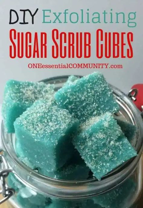 Exfoliating Sugar Scrub Cubes Essential Oil Gifts, Homemade Sugar Scrub, Diy Sugar Scrub Recipe, Sugar Scrub Cubes, Homemade Essential Oils, Body Scrub Recipe, Homemade Essential Oil, Sugar Scrub Homemade, Homemade Scrub