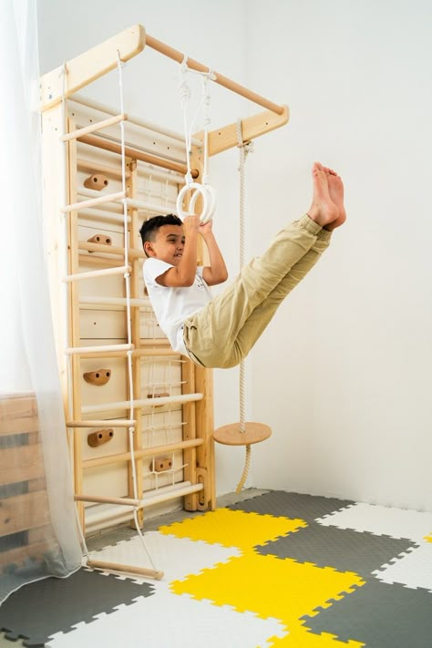 Kids Playhouse, Toddler Climber, Jungle Gym, Toddler Climbing Gym, Playhouse, Gift for Toddlers, Wooden Climbing Holds, Indoor Playground - Etsy Slovakia At Home Jungle Gym, Kids Playroom Toys, Jungle Gym Playroom, Indoor Trampoline Playroom, Jungle Gym Bedroom, Indoor Climbing Structures For Kids, Indoor Kids Gym, Indoor Gym For Kids, Indoor Toddler Gym