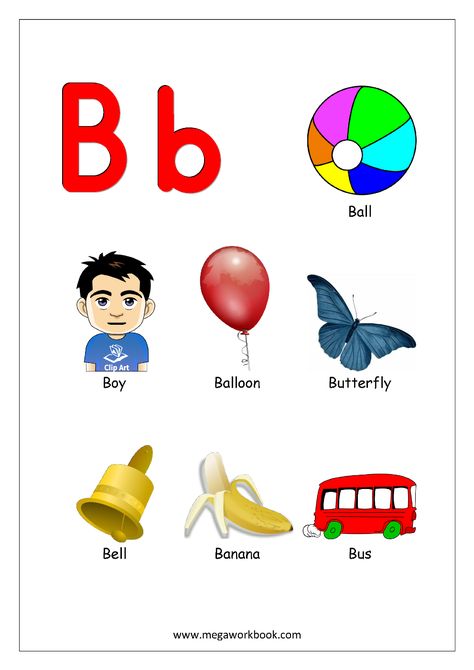 Things that start with letter-B (Alphabet Recognition) Objects That Start With Letter A, A B C D E F U Song, Painting Crafts For Preschoolers, A B C Alphabet, Alphabet With Pictures, B Alphabet, B Letter Images, Learn Abc, Alphabet Chart