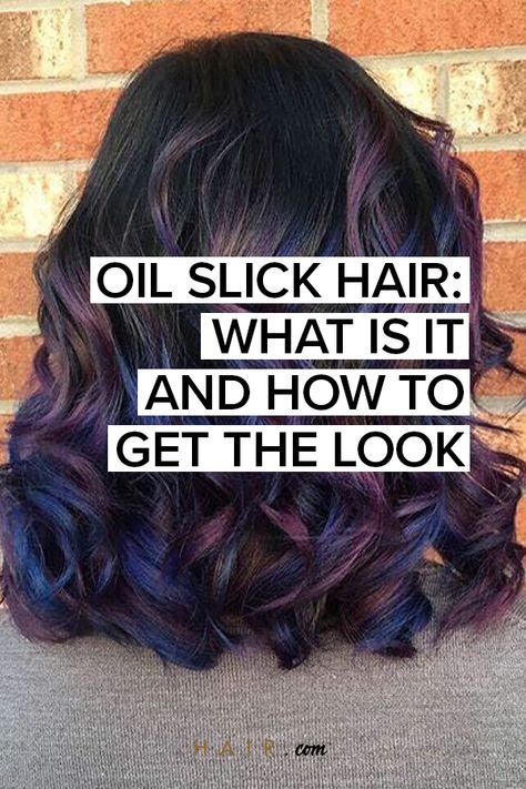 Brown Oil Slick Hair, Temporary Hair Color For Dark Hair, Oil Slick Hair Color Brunettes Peekaboo, Hair Styles Dark Brown, Oil Spill Hair Color, Oil Slick Hair Color Brunettes, Oil Spill Hair, Peacock Hair Color, Oil Slick Hair Color