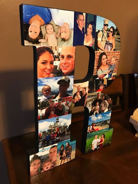 Wooden Letter Photo Collage Letter Picture Collages, Letter With Pictures, Graduation Picture Boards, Photo Collage Ideas, Letter Photo Collage, Letter Collage, Wedding Collage, Girls Room Design, Photo Letters