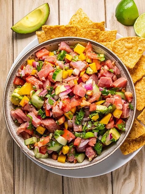 Ahi Tuna Ceviche Ahi Ceviche Recipe, Ahi Tuna Ceviche Recipes, Tuna Civeche Recipe, Ahi Tuna Ceviche, Ceviche Recipe Tuna, Civeche Recipe, Tuna Ceviche Recipe, Sailing Caribbean, Avocado Cream Sauce