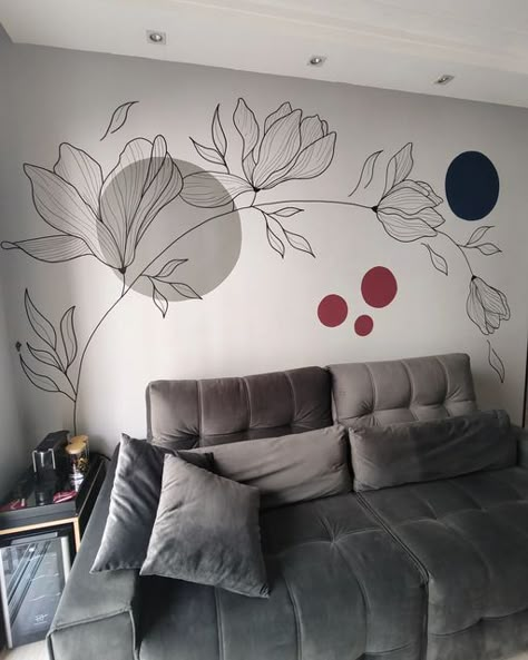 bedroom wall designs Simple Wall Paintings, Home Wall Painting, Bedroom Wall Decor Ideas, Painting Textured Walls, Wall Murals Diy, Creative Wall Painting, Wall Art Diy Paint, Hanging Diy, Diy Wall Painting