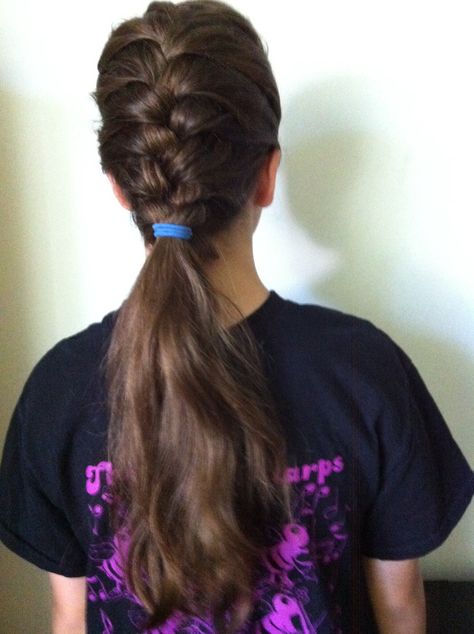 French braid ponytail. Half French braid half ponytail. Half French Braid Ponytail, Braided Half Ponytail, Half French Braid Half Down, Braid Half Ponytail, Half Braided Ponytail, Half Ponytail Short Hair, Marriage Hairstyle, Half French Braid, Ponytail Short Hair