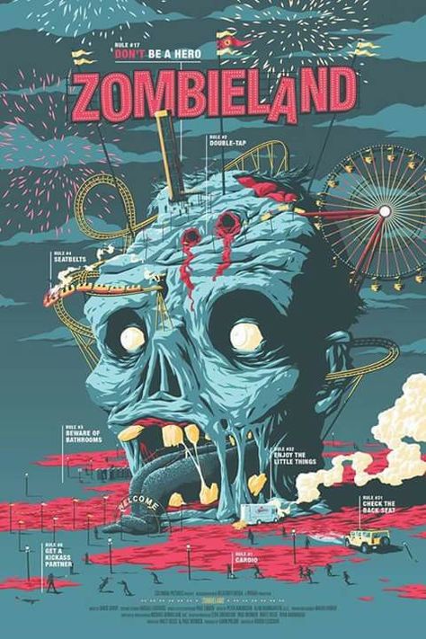 Zombieland (2009). Polish Movie Posters, Abigail Breslin, Film Posters Art, Screen Art, Best Movie Posters, Rabbit Illustration, Zombie Movies, Horror Posters, Movie Screen