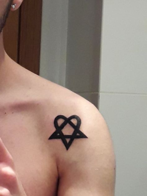 Escape The Fate Tattoo, Sisters Of Mercy Tattoo, Kmfdm Tattoo, Heartagram Wallpaper, Metalhead Tattoos, Metalhead Tattoo, Him Tattoo, Heartagram Tattoo, Fate Tattoo