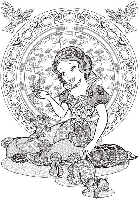 Disney Coloring Pages for Adults - Best Coloring Pages For Kids Disney Coloring Pages For Adults, Mandala Disney, Disney Adult Coloring Books, Disney Coloring Pages Printables, Snow White Coloring Pages, Disney Princess Colors, Disney Princess Coloring Pages, Detailed Coloring Pages, Princess Coloring Pages