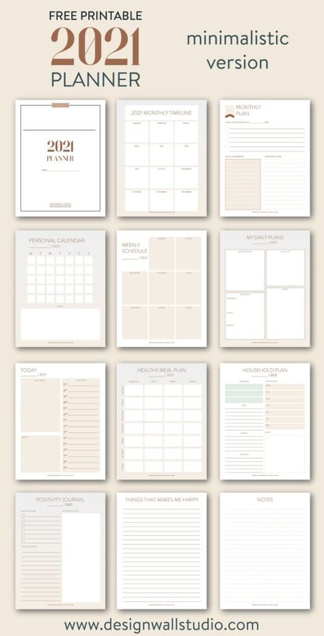 2021 Planner for free download: Print and build your own - Designwall Studio Goodnote Planner Template, Free Planers, Note Book Planner Ideas, Ipad Daily Planner Template Free, Planner Giornaliero, Weekly Planner Free Download, Planning Ideas Planners, Planners Templates, Digital Planner Template Ideas