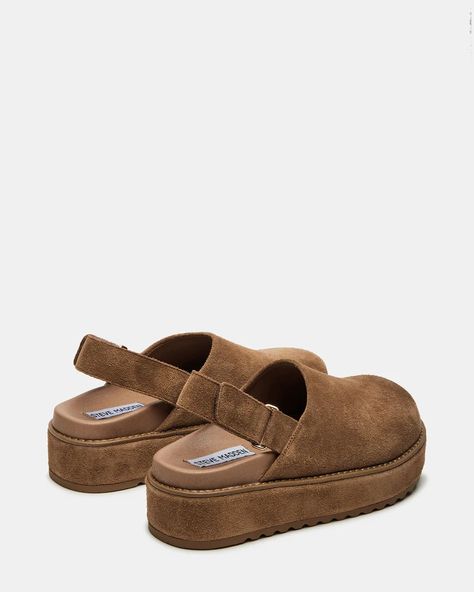 MELLOW Cognac Suede Slingback Platform Clog | Women's Flats – Steve Madden