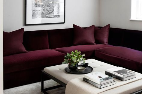 Trend Alert: Wine Coloured Interiors | Interiors Wine Sofa, Coloured Interiors, Colour Sofa, Painting Shutters, Wine Colour, Textured Paint, London Interior, Beauty Room Decor, Bedroom Color