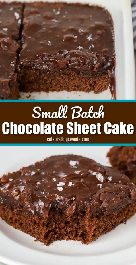 Small Chocolate Sheet Cake, Small Texas Sheet Cake Recipe, Dessert Recipes For 8x8 Pan, Mini Texas Sheet Cake, Small Batch Texas Sheet Cake For Two, Small Batch Sheet Cake, Half Texas Sheet Cake Recipe, 8 X 8 Desserts, Easy 8x8 Desserts