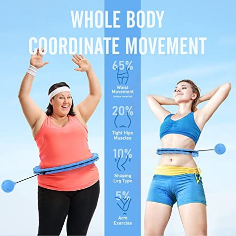 Price: (as of 【Fit Hoop Plus Size 24 Links】The hula hoop has 24 detachable links and is equipped with a 0.8lb gravity ball. We have simplified the str... Benefits Of Hula Hooping, Side Workouts, Weighted Hula Hoops, Infinity Hoop, Weight Ball, Full Body Workouts, Daily Exercise Routines, Hip Muscles, Waist Workout