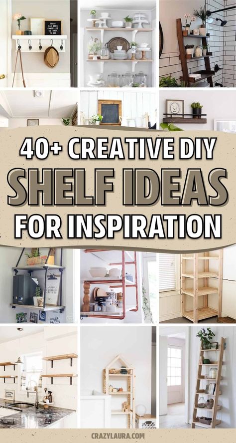 Whether you’re looking for a weekend project or need a detailed tutorial, these DIY shelving ideas will help you build your own! With everything from shelves for the bedroom or living room to the kitchen, you’ll find the perfect one to fit your style! Diy Shelf Ideas, Diy Shelving Ideas, Diy Shelves Easy, Easy Shelves, Diy Shelving, Diy Shelf, Diy Muebles Ideas, Diy Regal, Shelving Ideas