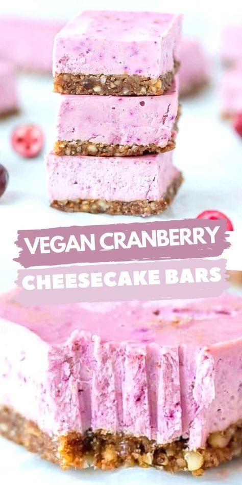 Vegan Cranberry Dessert Recipes, Raw Bars Recipe, Raw Desserts Vegan, Raw Vegan Winter Recipes, Raw Vegan Holiday Recipes, Vegan Cranberry Recipes, Vegan Winter Desserts, Cranberry Recipes Healthy, Raw Vegan Dessert