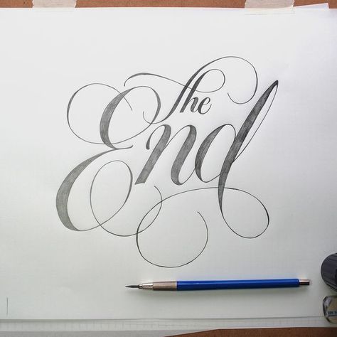 The End. A Pencil, The End, Typography, Pencil, White, Black