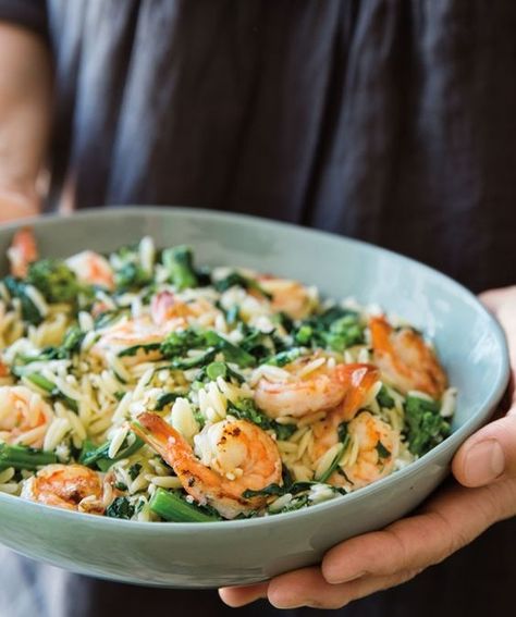 Orzo With Shrimp, Blanched Asparagus, Shredded Rotisserie Chicken, Orzo Recipes, Quick Dinner Recipes, Dinner Recipes For Kids, Seafood Dishes, Orzo, Williams Sonoma