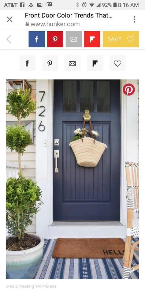 Beige House Front Door Color, Cape Cod Front Door, Beige House, Front Door Color, Blue Doors, Door Colors, House Front Door, Front Door Colors, Blue Door