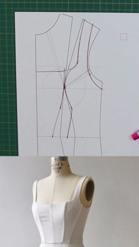 Corset With Straps, Pattern Drafting Tutorials, Easy Dress Sewing Patterns, Corset Sewing Pattern, Dress Sewing Tutorials, Bodice Pattern, Corset Pattern, Fashion Design Patterns, Sewing Tutorials Clothes