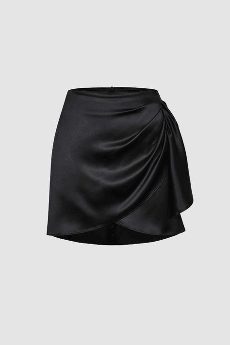 Details Occasion: Workwear Category: Bottoms Composition: 95% Polyester, 5% Spandex Color: Black, Green Mini Skirt Black, Media Screen, Wrap Mini Skirt, Trendy Skirts, Cute Crop Tops, Skirts Online, Satin Skirt, List Style, Womens Size Chart