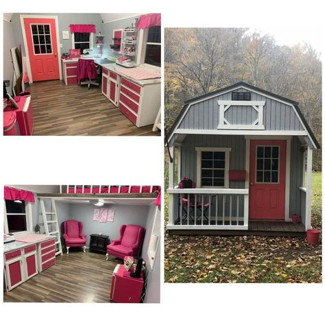 Shed Room Ideas, She Shed Craft Room Ideas, She Shed Interior Ideas, She Shed Craft Room, She Shed Decorating Ideas, She Shed Office, Tiny Home Ideas, She Shed Interior, Shed Tiny Home