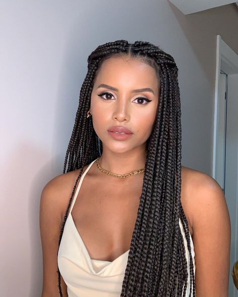 Jumbo Box Braids Styles, Box Braids Styles, Twist Box Braids, Poetic Justice Braids, Different Braids, Blonde Box Braids, Jumbo Box Braids, Braids Styles, Long Box Braids