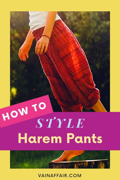 Harem Pants Work Outfit, Harem Pant Outfits, How To Wear Harem Pants, What To Wear With Harem Pants, How To Style Harem Pants, Harem Pants Outfit Summer, Harem Pants Outfit Boho, Black Harem Pants Outfit, Streetwear Fashion Women Casual