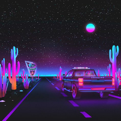 ✨ Vaporwave Desert Road ✨ on Behance Synthwave Art, Arcade Retro, Desert Road, Vaporwave Wallpaper, Vaporwave Art, 타이포그래피 포스터 디자인, New Retro Wave, Aesthetic Space, Cyberpunk Aesthetic