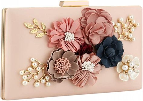 Floral Evening Bag for Women, Flower Evening Clutch Purse Elegant Banquet Handbag Lady Party Wedding Banquet Bag (Pink): Handbags: Amazon.com Pearl Clutch Bag, Crystal Handbag, Beaded Clutch Purse, Pearl Clutch, Clutch Bag Wedding, Pink Bridesmaid Dress, Embellished Clutch, Floral Clutches, Women Flower