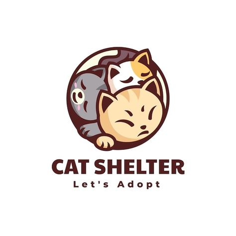 Vector logo illustration cat shelter sim... | Premium Vector #Freepik #vector #animal-logo #cat-face #cat-logo #cat-character Animal Shelter Logo, Illustration Cat, Dog Logo, Cat Logo, Cats Illustration, Cat Shelter, Logo Illustration, All About Cats, Cat Pin