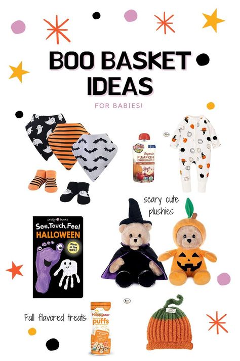 Looking for some boo basket inspo to make the perfect halloween gift basket for your little one? Check out these boo basket ideas for your little ones that are sure to delight no matter the age! Boo basket ideas for babies, toddler and kids! Cute Boo Basket Ideas, Cute Boo Basket, Diy Halloween Basket, Halloween Boo Basket Ideas, Spooky Basket Ideas, Boo Basket Ideas, Halloween Baby Gift, Fall Gift Baskets, Boo Gift