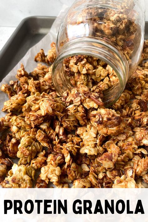 Gluten Free High Protein Granola, Healthy Protein Granola Recipe, Granola Recipe Protein, Thm Granola Recipe, High Protein Low Carb Granola, Healthy High Protein Granola, Vegan Protein Granola, Healthy Granola Cereal, High Fiber Granola Recipe