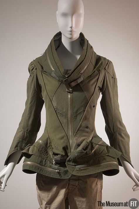 Comme des Garçons jacket with sculpted peplum, Fall 2006. Collection of #museumatFIT Rei Kawakubo, Army Jacket, Androgynous Fashion, Junya Watanabe, Museum Collection, Des Garcons, Japan Fashion, Front View, Fashion History