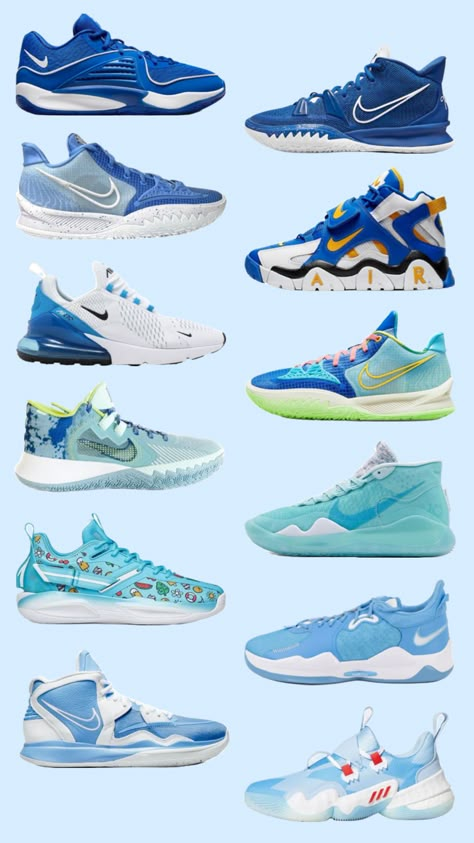 Blue Sneakers 💙🦋🐬#basketballaesthetic #basketballoutfit #basketballshoes #sneakerstyle #sneakerhead #blueaesthetic #blueandwhite #shoeinspo #shoeswishlist Zapatillas Nike Basketball, Cheap Volleyball Shoes, Nike Volleyball Shoes, Volleyball Sneakers, Best Volleyball Shoes, Nike Shoes Blue, Basketball Bag, Shoe Basket, Best Basketball Shoes