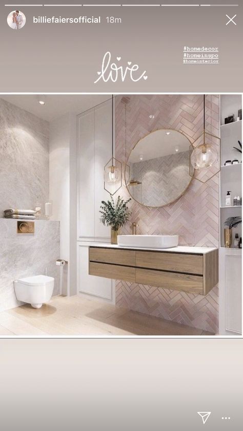 Bathroom Lighting Ideas, Dekorere Bad, Decoration Mirror, Bathroom Vanity Designs, Vanity Design, Mirror On The Wall, Pink Bathroom, Lighting Ideas, Design Living