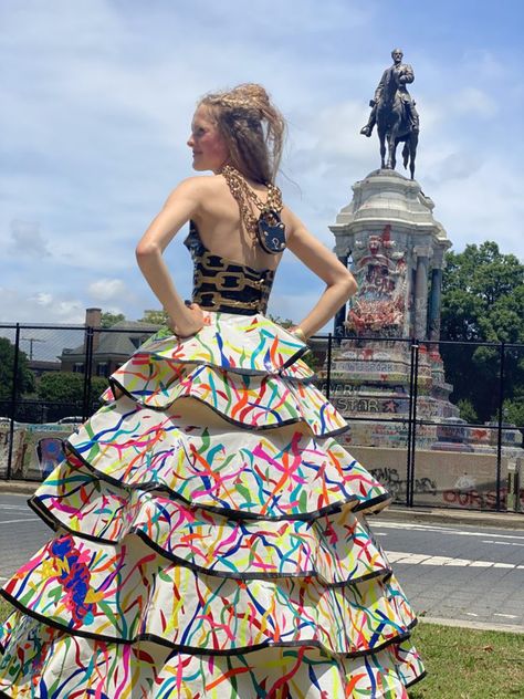 Duck Tape Dress, Duct Tape Prom Dress, Duct Tape Dress, Hoop Dress, Colored Tape, Prom Inspo, Dream Prom, Hoop Skirt, Duck Tape