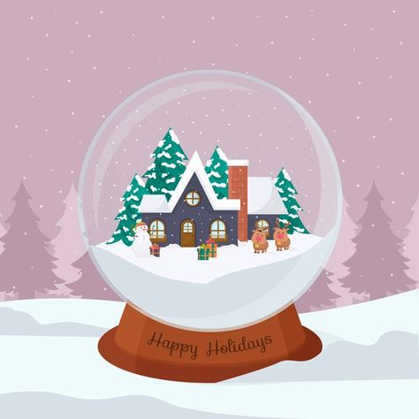 Snow Globe Illustration, Christmas Snowball, Folksy Christmas, Christmas Ecards, Christmas Globes, Christmas Chalkboard, Christmas Rock, Christmas Phone Wallpaper, Vector Christmas