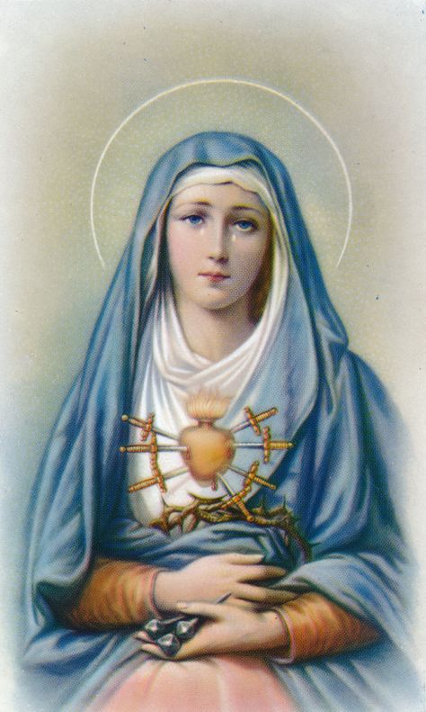 Novena.Com: Mother of Sorrows 7 Sorrows Of Mary, Virgin Mary Art, Mother Mary Images, Frame Poster, Mama Mary, Queen Of Heaven, Catholic Images, Our Lady Of Sorrows, Divine Mother