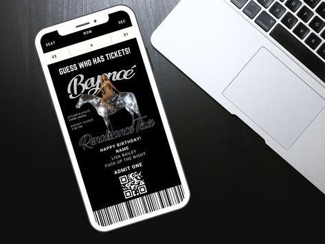 Beyonce Concert Tickets, Beyonce Tickets, Beyonce Show, Concert Ideas, E Ticket, Edit Template, Admit One, Ideas Birthday, Concert Tickets