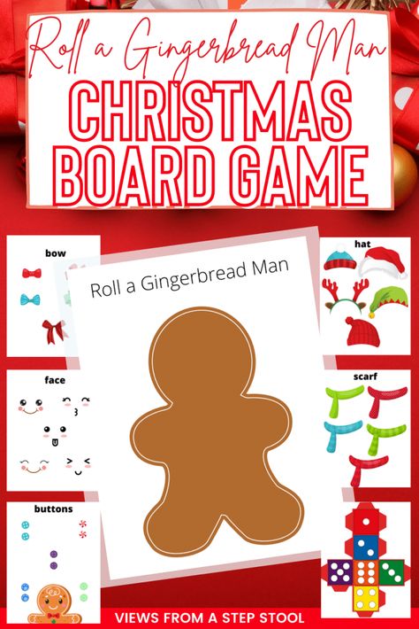 Christmas Diy Games For Kids, Roll A Gingerbread Man Dice Game, Gingerbread Games For Kids, Gingerbread Bash, Gingerbread Man Games, Ecse Classroom, Gingerbread Games, Christmas Board Game, Classroom Party Games