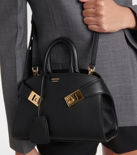 Ferragamo Hug Bag, Ferragamo Bag, Cute Mini Backpacks, Dream Bags, Fashion Content, Black Leather Tote Bag, Cute Handbags, Luxe Life, Fancy Bags