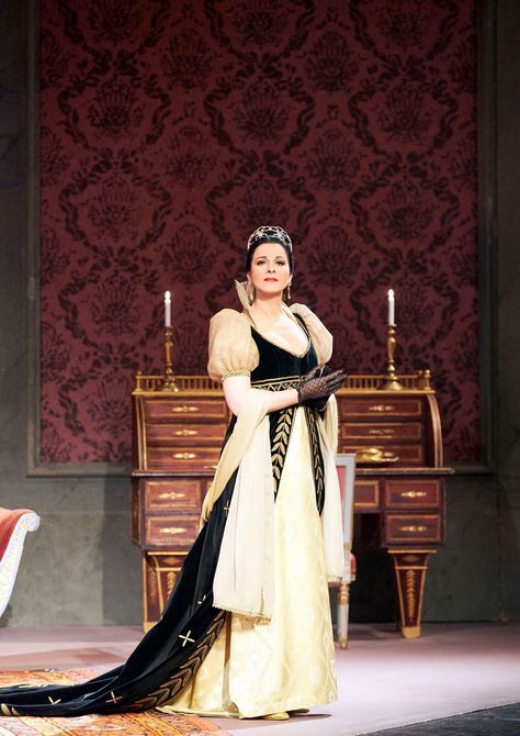 Angela Gheorghiu as Floria Tosca from Puccini's opera 'Tosca' at the Wiener Staatsoper Opera Singer, Opera Fashion Outfit, Opera Singer Outfit, Tosca Opera, Angela Gheorghiu, Puccini Opera, Classical Opera, Opera Singers, Types Of Music